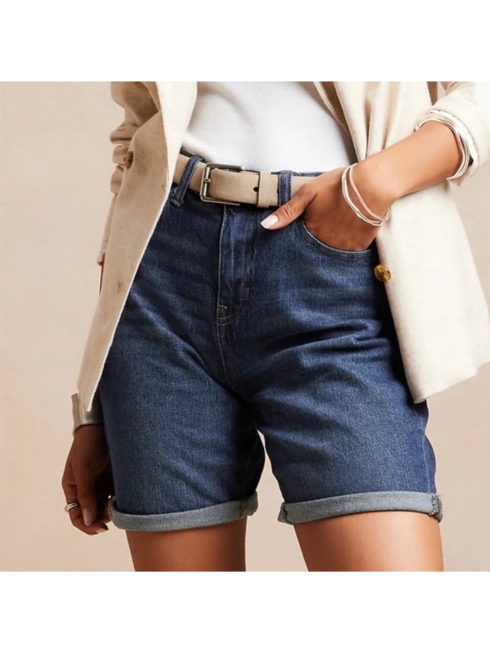 Banana Republic Women’s Bermuda 8’’ Girlfriend Denim Jean Shorts Size 14/32